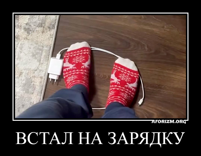 Встал на зарядку. Демотиватор